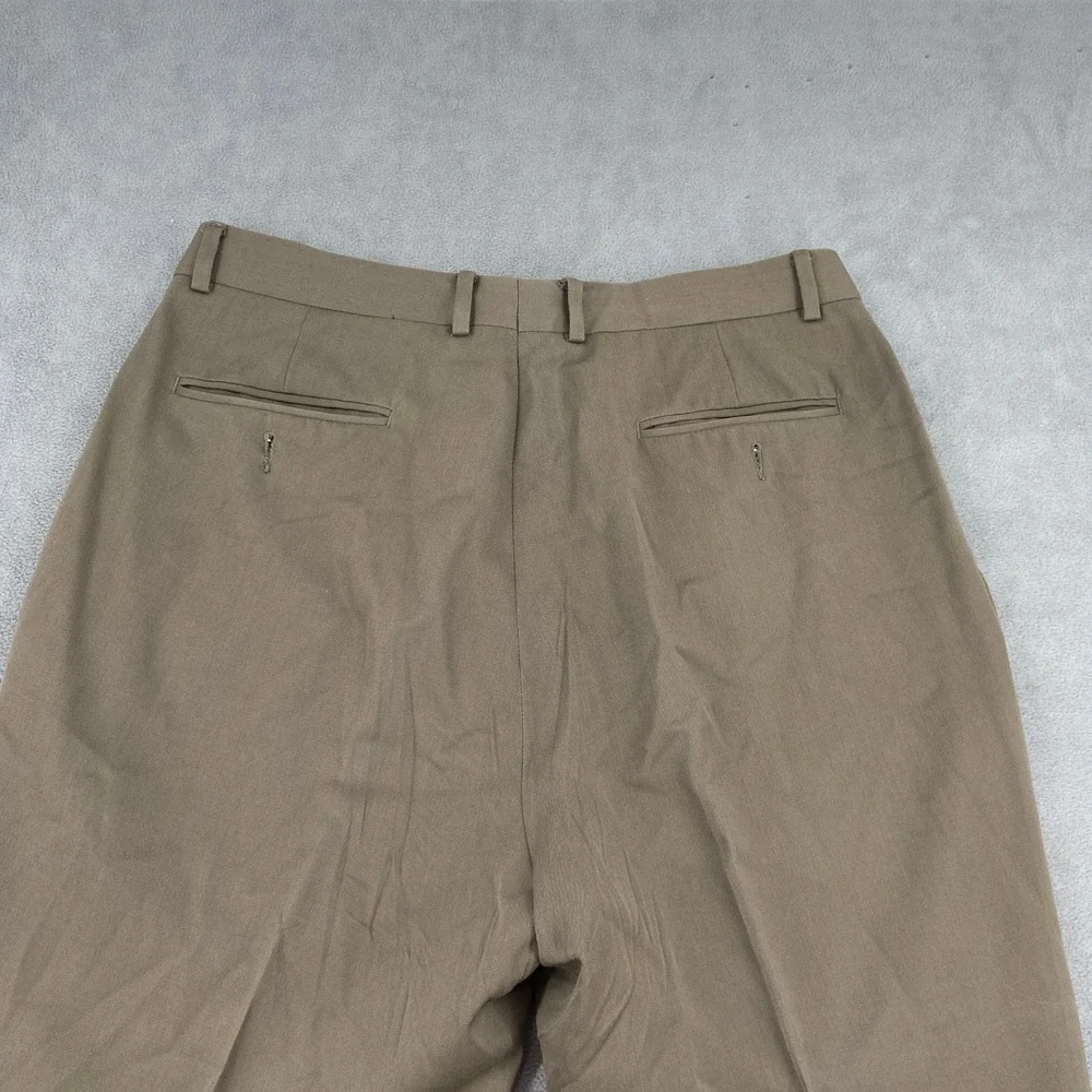 Gary Peters Mens 38 Brown Pure New Wool Pleated Cuffed‎ Dress Pants Trousers
